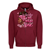 Burgundy in october we wear pink Zipper Hoodie - BarkalooDesign
