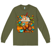 Army Green Thanksgiving Frappe Coffee Long Sleeve Tee - FaDigitalArtStudio