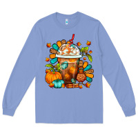 Colony Blue Thanksgiving Frappe Coffee Long Sleeve Tee - FaDigitalArtStudio