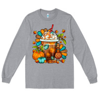 Heather Grey Thanksgiving Frappe Coffee Long Sleeve Tee - FaDigitalArtStudio