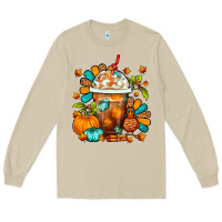 Mushroom Thanksgiving Frappe Coffee Long Sleeve Tee - FaDigitalArtStudio