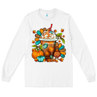 White Thanksgiving Frappe Coffee Long Sleeve Tee - FaDigitalArtStudio