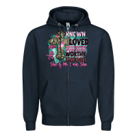 Navy she is loved Zipper Hoodie - BarkalooDesign