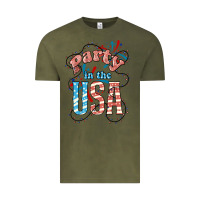 Vintage Olive Party in the USA 4th of july Vintage Tee - HowdyJamesFarm