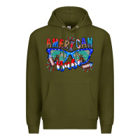 Army Green American babe Premium Hoodie - CowhideDigitalArt