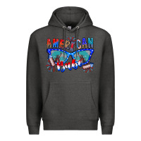 Charcoal Heather American babe Premium Hoodie - CowhideDigitalArt