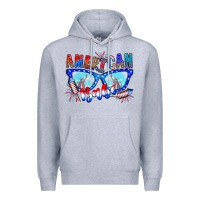 Heather Grey American babe Premium Hoodie - CowhideDigitalArt