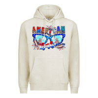 Oatmeal Heather American babe Premium Hoodie - CowhideDigitalArt