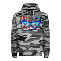 Slate Camo American babe Premium Hoodie - CowhideDigitalArt