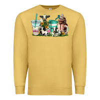 Antique Gold cow coffee cups Premium Sweatshirt - AdoDesignShop
