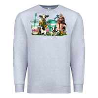 Heather Grey cow coffee cups Premium Sweatshirt - AdoDesignShop