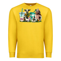 Lemon cow coffee cups Premium Sweatshirt - AdoDesignShop