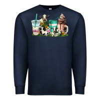 Navy cow coffee cups Premium Sweatshirt - AdoDesignShop