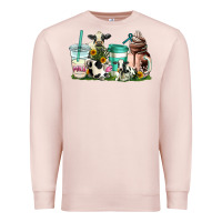 Pale Pink cow coffee cups Premium Sweatshirt - AdoDesignShop