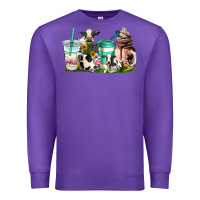 Purple cow coffee cups Premium Sweatshirt - AdoDesignShop