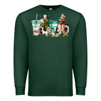 Sports Green cow coffee cups Premium Sweatshirt - AdoDesignShop