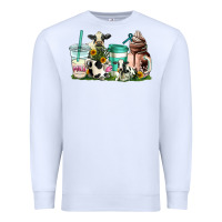 White cow coffee cups Premium Sweatshirt - AdoDesignShop