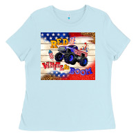Baby Blue red white & boom Ladies Tee - TumblerDesignByShophia