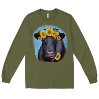 Army Green Black Angus with Sunflower Long Sleeve Tee - Jasminsmagicworld