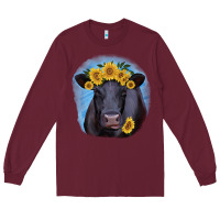 Burgundy Black Angus with Sunflower Long Sleeve Tee - Jasminsmagicworld