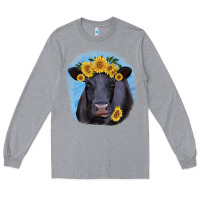 Heather Grey Black Angus with Sunflower Long Sleeve Tee - Jasminsmagicworld