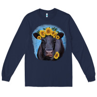 Navy Black Angus with Sunflower Long Sleeve Tee - Jasminsmagicworld