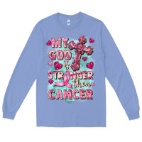 Colony Blue My God is stronger than Cancer Long Sleeve Tee - FaDigitalArtStudio