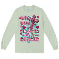 Matcha My God is stronger than Cancer Long Sleeve Tee - FaDigitalArtStudio