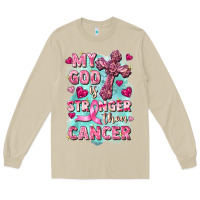 Mushroom My God is stronger than Cancer Long Sleeve Tee - FaDigitalArtStudio