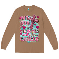 Toasted Coconut My God is stronger than Cancer Long Sleeve Tee - FaDigitalArtStudio
