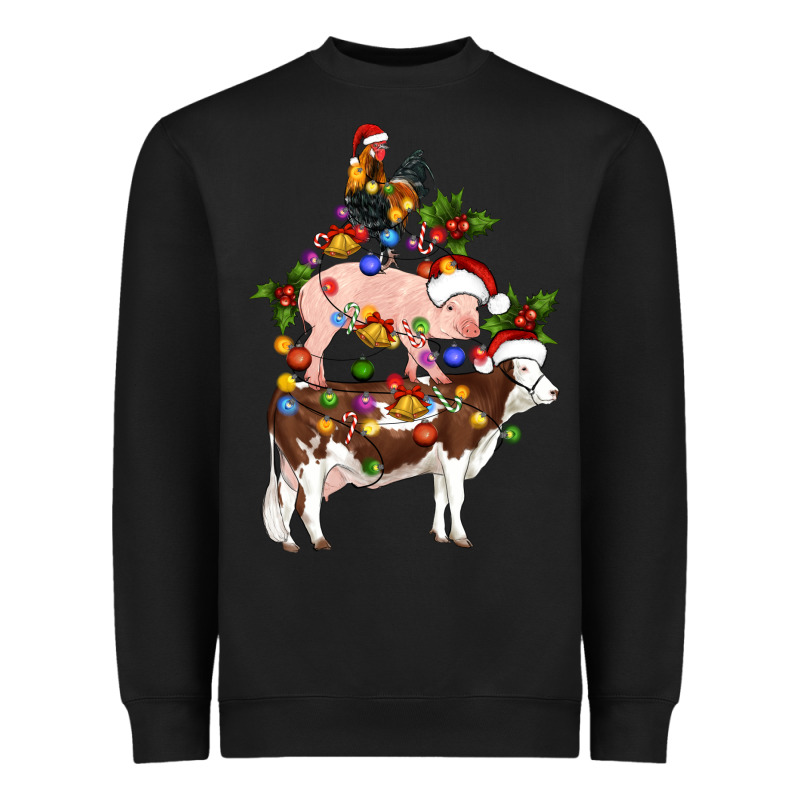Stacked Christmas Farm Animals Heavyweight Sweatshirt by Artiststas | Teevron