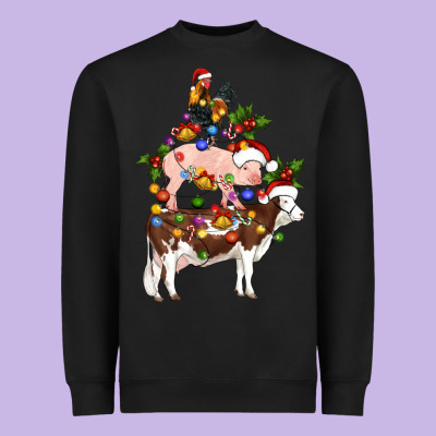 Stacked Christmas Farm Animals Heavyweight Sweatshirt Designed By Artiststas