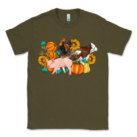 Army Green Farm Life Fall Pig Cow Rooster Classic Tee - Artiststas