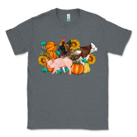 Charcoal Heather Farm Life Fall Pig Cow Rooster Classic Tee - Artiststas