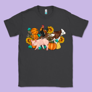 Farm Life Fall Pig Cow Rooster Classic Tee Designed By Artiststas