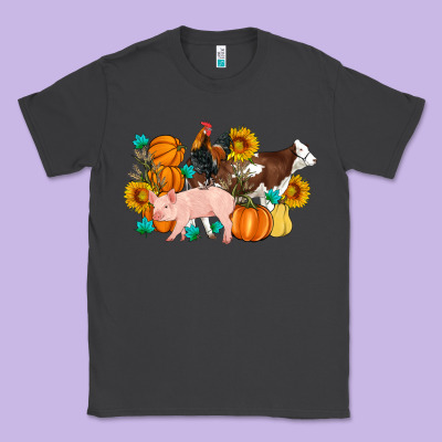 Farm Life Fall Pig Cow Rooster Classic Tee Designed By Artiststas