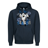 Navy Tis' The Season Cheer Ghost Zipper Hoodie - BarkalooDesign