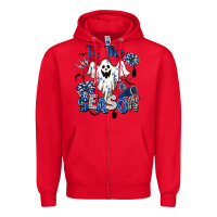 Red Tis' The Season Cheer Ghost Zipper Hoodie - BarkalooDesign