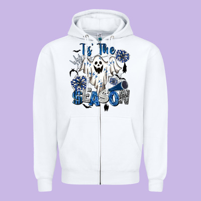 Tis' The Season Cheer Ghost Zipper Hoodie Designed By Barkaloodesign