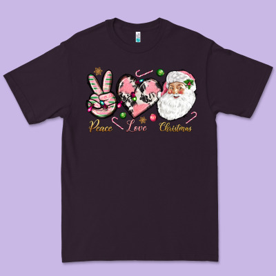 Peace Love Pink Christmas Premium Tee Designed By Nancycooperartshop
