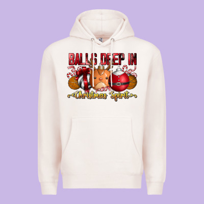 Balls Deep In Christmas Spirit Premium Hoodie Designed By Cowhidedigitalart