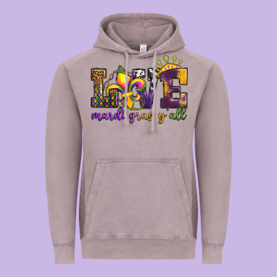 Love. Ardi Gras Y'all Vintage Hoodie Designed By Oliviacreatesart