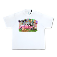 White Happy Easter truck with farm animals Easter Day Urban Heavy Tee - CowGirlArtShop