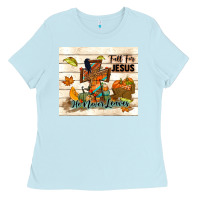 Baby Blue fall for jesus he never leaves Ladies Tee - TumblerDesignByShophia