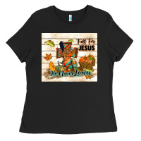 Black fall for jesus he never leaves Ladies Tee - TumblerDesignByShophia