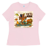 Bubblegum Pink fall for jesus he never leaves Ladies Tee - TumblerDesignByShophia