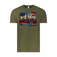 Vintage Olive God bless America  4th of July Vintage Tee - CowGirlArtShop