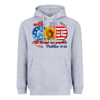 Heather Grey with god all things are possible usa Heavyweight Hoodie - AdoDesignShop
