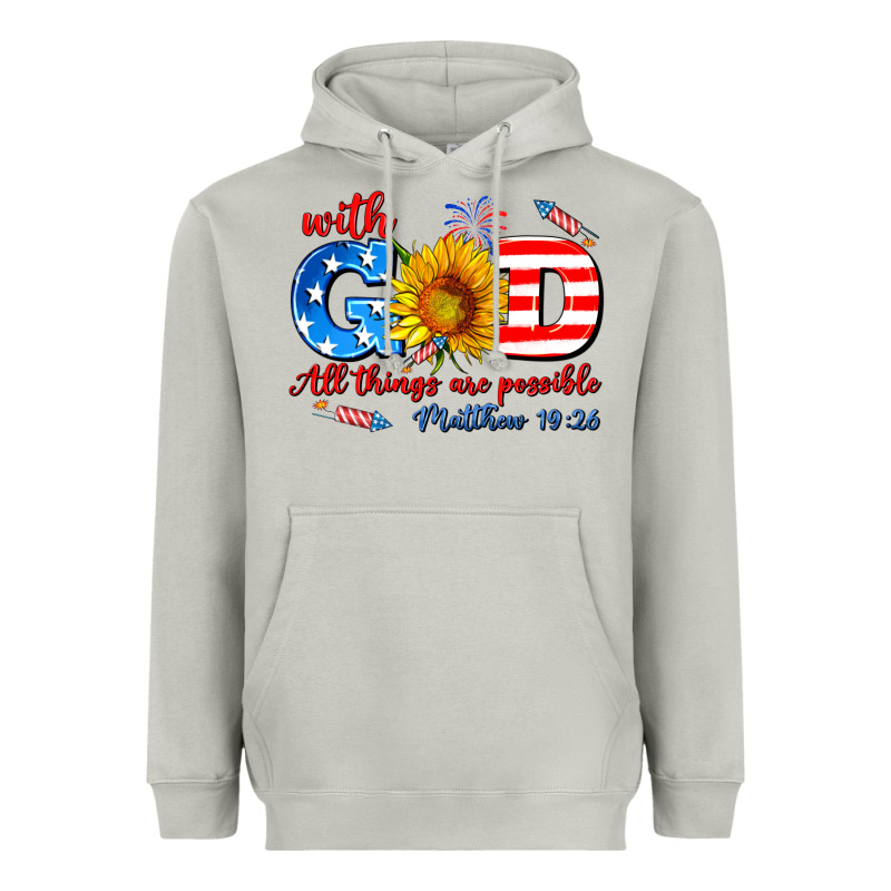 With God All Things Are Possible Usa Heavyweight Hoodie by AdoDesignShop | Teevron