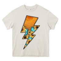 Cream Lightning Bolt Heavy Core Tee - JahusDesignShop